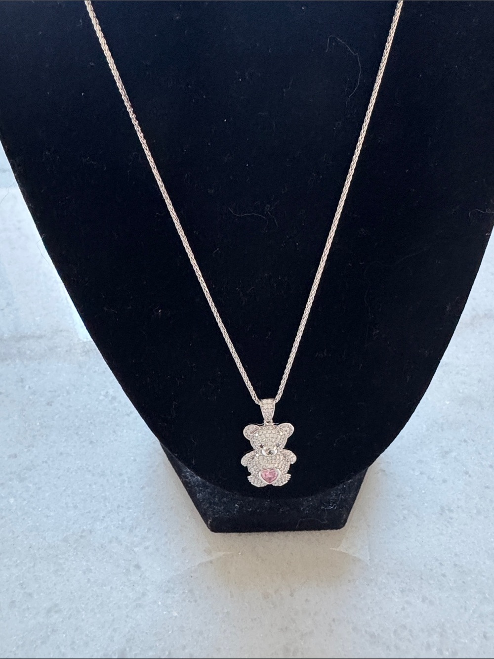 New 925 Sterling Silver Teddy Bear moissanite diamond necklace
